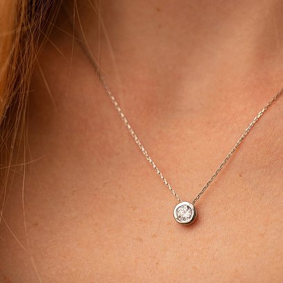 Серебряное колье с фианитом 18556 №2