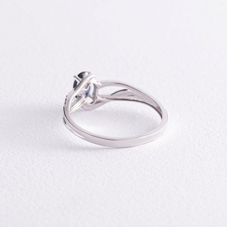 Золота каблучка з синім сапфіром і діамантами C01286R від ювелірного магазину Онікс - 4