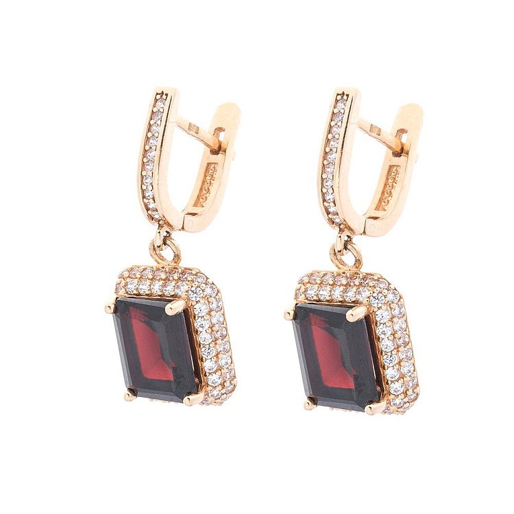 Золоті сережки (піроп, фіаніти) с01490 від ювелірного магазину Онікс - 1