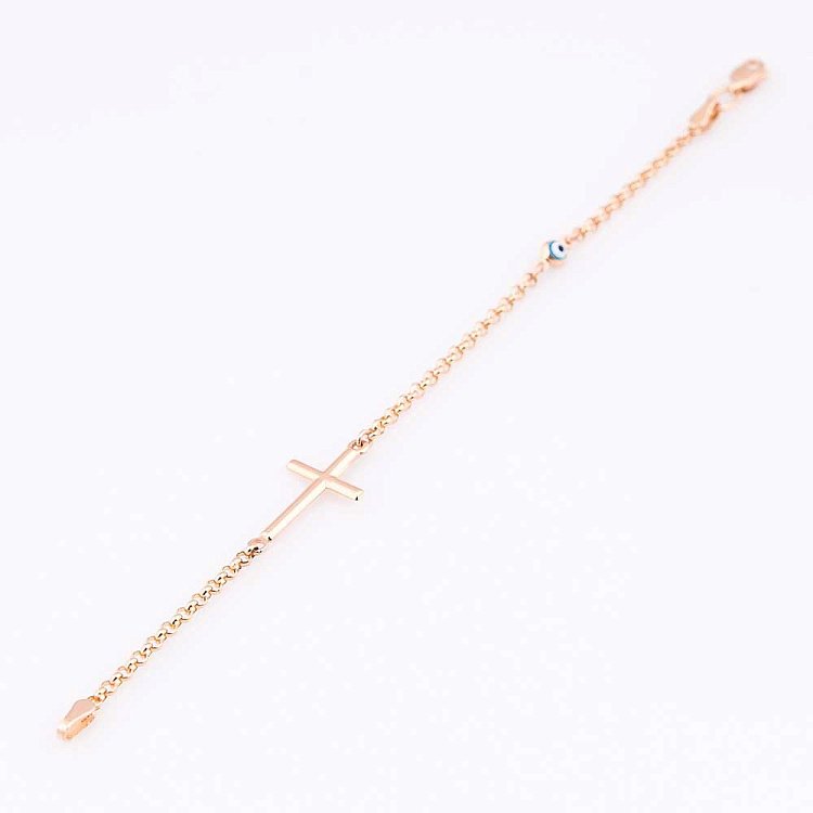 Золотой детский браслет с крестиком б02136 от ювелирного магазина Оникс - 1