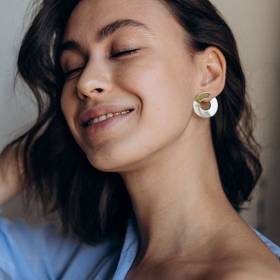 Серебряные серьги-пусеты "Глянец" 122510с №5