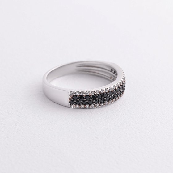 Серебряное кольцо с черными и белыми фианитами 1110/1р-cz №3