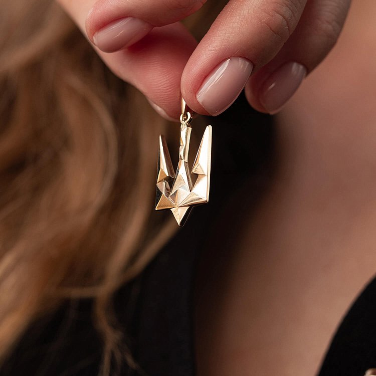 Кулон "Герб Украины - Тризуб" в желтом золоте п03718 от ювелирного магазина Оникс - 1