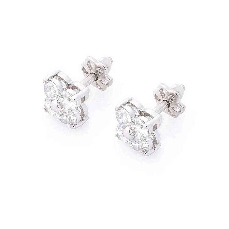 Срібні сережки-пусети з фіанітами 121631 від ювелірного магазину Онікс