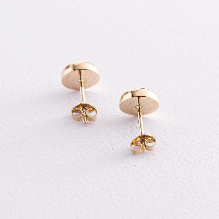 Золотые серьги-пусеты "Сияние" (синт. опал) 9 мм с07746 от ювелирного магазина Оникс - 6