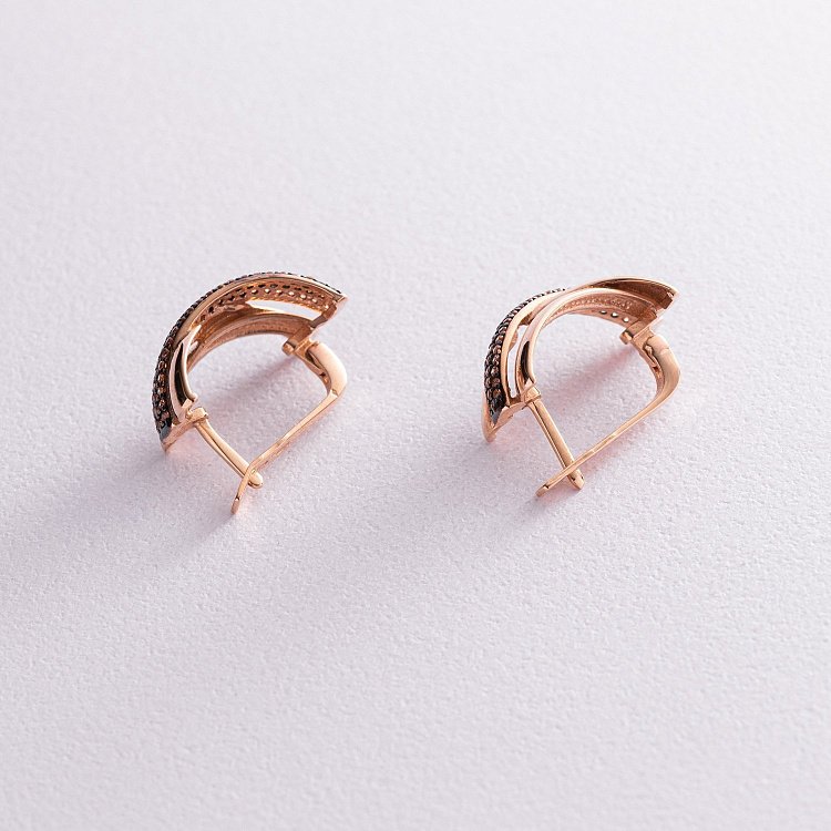 Золоті сережки з фіанітами с04515 від ювелірного магазину Онікс - 2