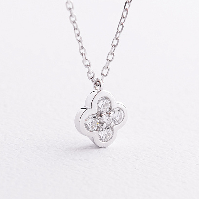 Кольє в білому золоті "Конюшина" (діаманти) колб0196mi №2