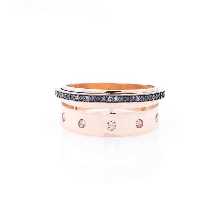 Золота каблучка з фіанітами к05478 від ювелірного магазину Онікс - 2