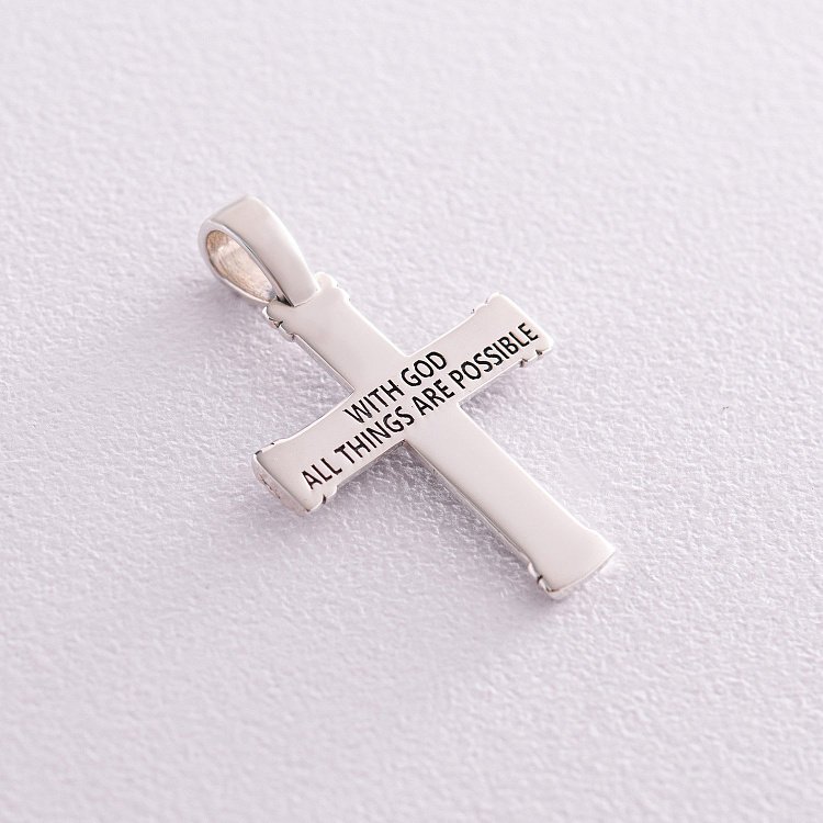 Срібний хрестик "With God all things are possible" (фіаніти, онікс) 280 від ювелірного магазину Онікс - 3