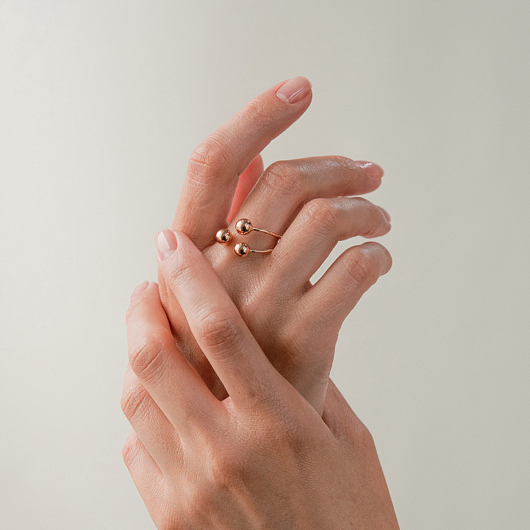 Каблучка "Кульки" у червоному золоті к08262 від ювелірного магазину Онікс - 4