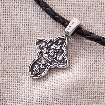 Серебряный крест "Спас Нерукотворный. Успение Божией Матери" 131111 №7