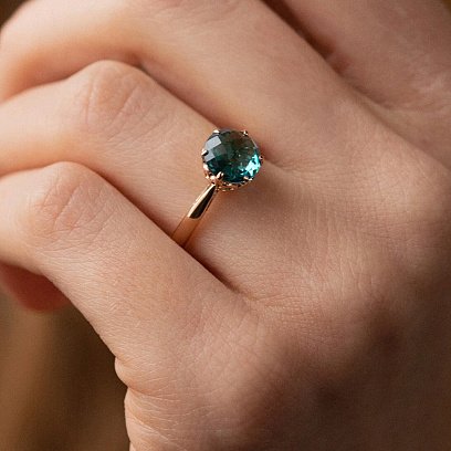 Каблучка в червоному золоті (зелений кварц) к4748кв №4