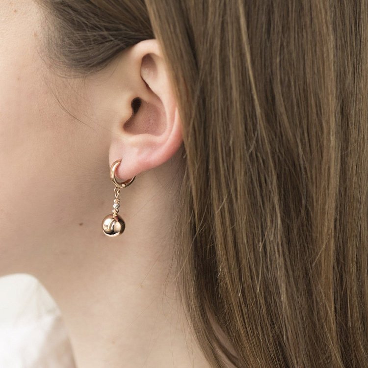 Золотые серьги с шариками (родий) с06117 от ювелирного магазина Оникс - 3