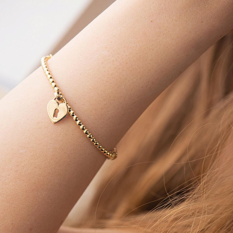 Жесткий золотой браслет "Сердечко" б02775 от ювелирного магазина Оникс - 5