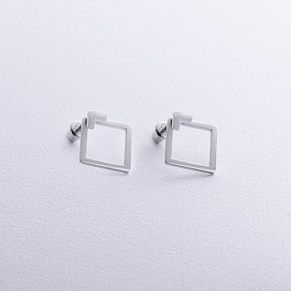 Срібні сережки - джекети "Ромби"  123122 №6