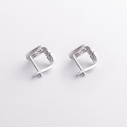 Срібні сережки "Конюшина" з перламутром 123538 №2