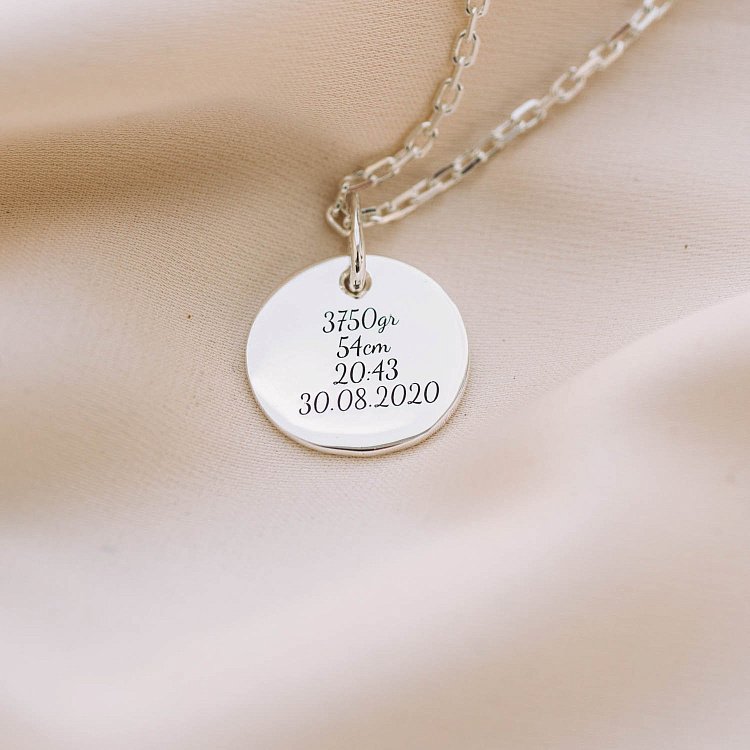 Серебряный кулон "Мой малыш" (метрика рождения) 132724метр от ювелирного магазина Оникс