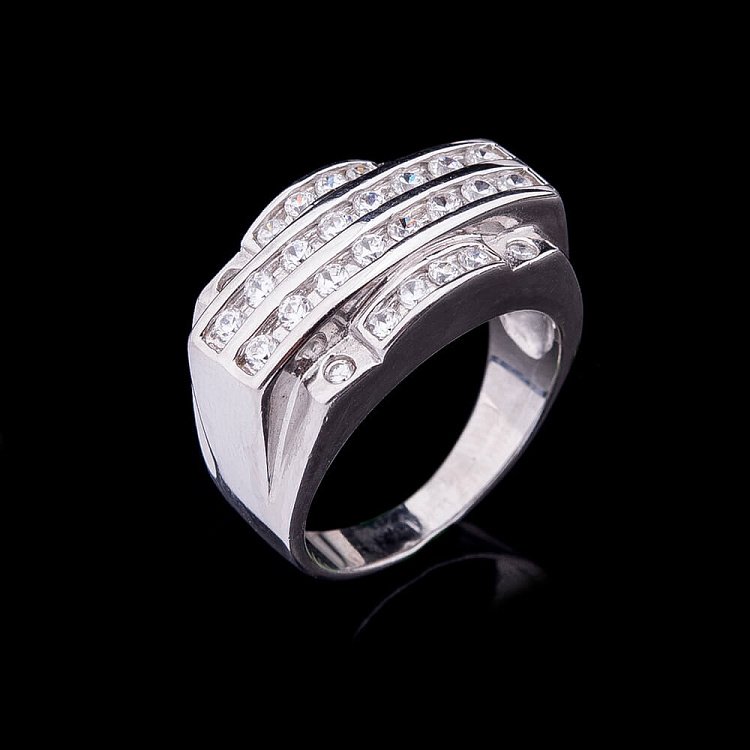 Срібна печатка з фіанітами 11591 від ювелірного магазину Онікс