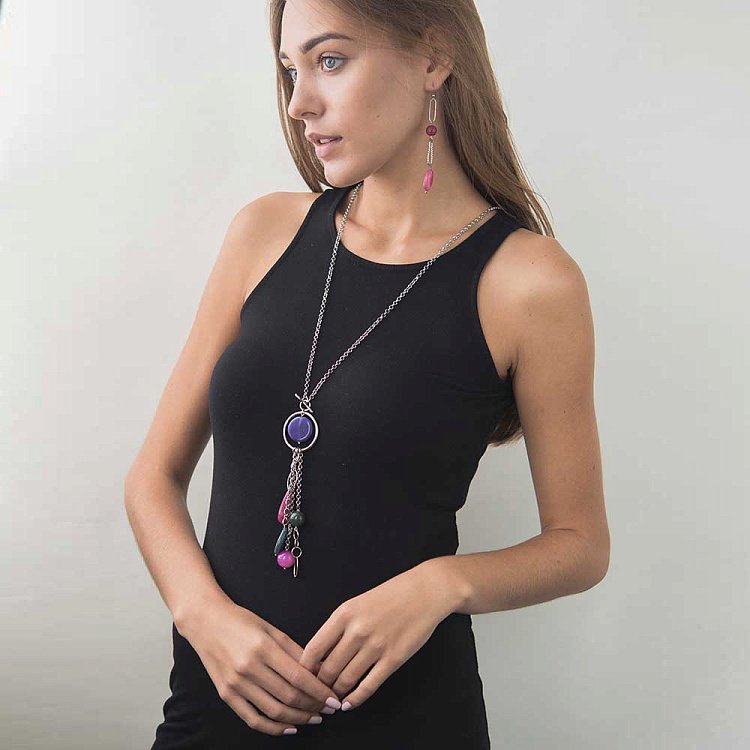 Сережки з родонітом 124с7 - 3 Сережки з родонітом 124с7 від ювелірного магазину Онікс - 3