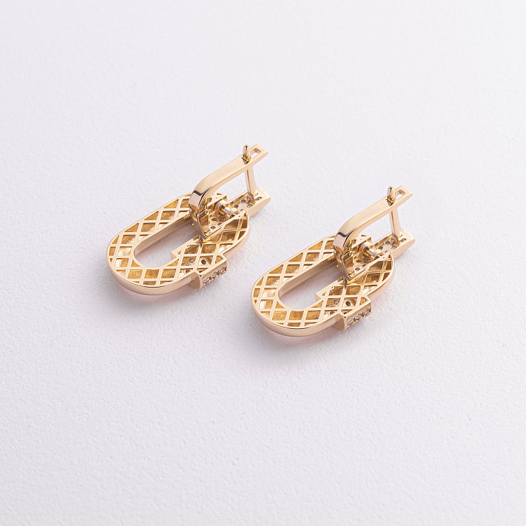 Серьги "Alice" в желтом золоте (фианиты) с09557 от ювелирного магазина Оникс - 2