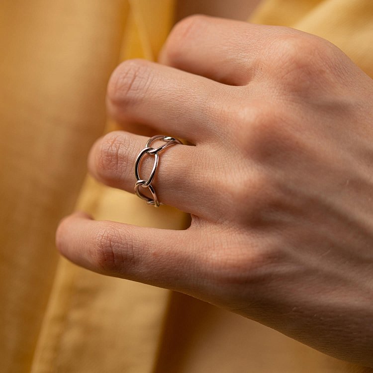 Каблучка "Ланцюжок" у білому золоті к07451 від ювелірного магазину Онікс - 6