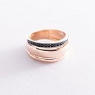 Золотое кольцо с черными фианитами к06573 от ювелирного магазина Оникс