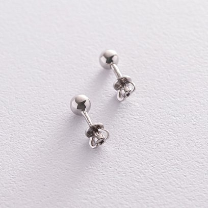 Срібні сережки - пусети "Кульки" 123006