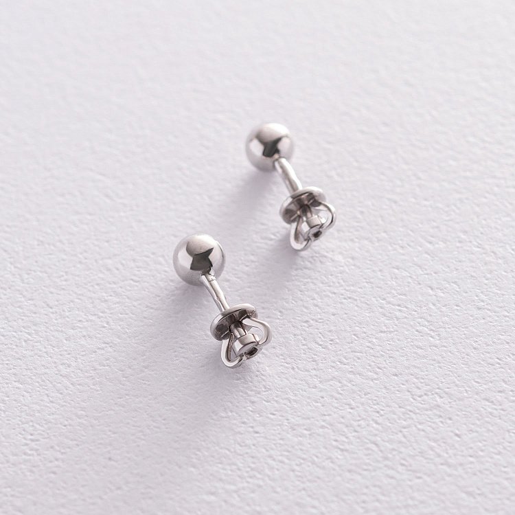 Срібні сережки - пусети "Кульки" 123006 від ювелірного магазину Онікс