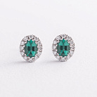 Золотые серьги - пусеты (бриллианты, изумруды) сб0509mi от ювелирного магазина Оникс