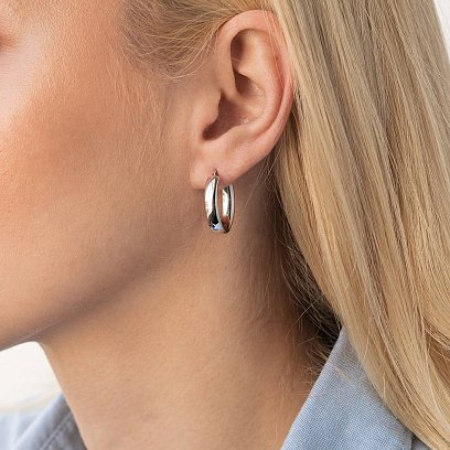 Овальные серьги в белом золоте с07857 №2