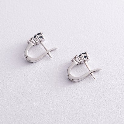 Золоті сережки з діамантами і сапфірами с420 №3