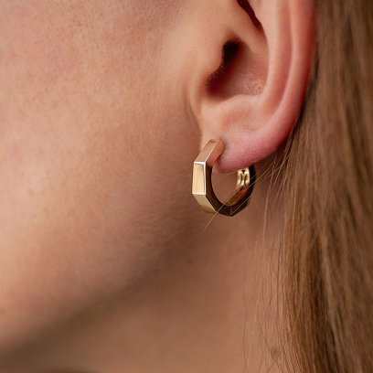 Серьги - кольца "Bruna" в желтом золоте с08944 №4