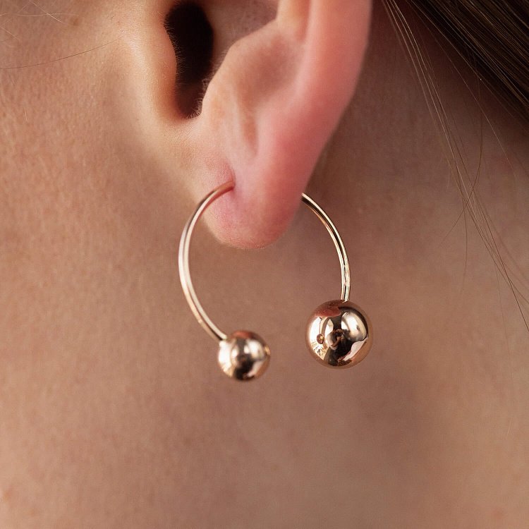 Сережки "Хельга" з кульками (червоне золото) с08234 від ювелірного магазину Онікс - 7