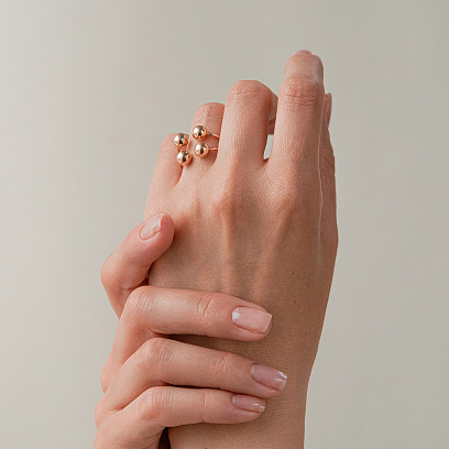 Каблучка "Кульки" у червоному золоті к08281 №2