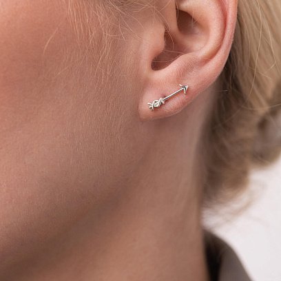 Сережки - пусети "Love" в сріблі 123063 №2