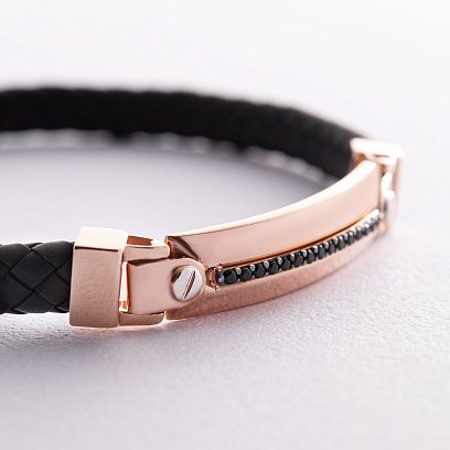 Каучуковий браслет з червоного золота з фіанітами б03983 №4