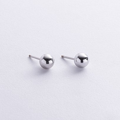 Сережки - пусети "Кульки" у білому золоті (0.8 см) с06223
