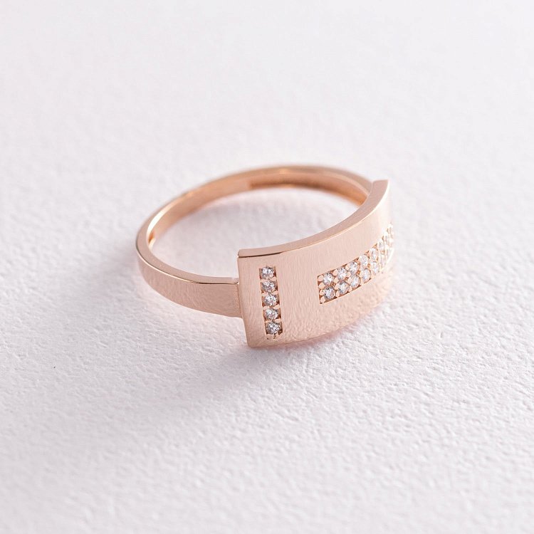 Кольцо в красном золоте с фианитами к06697 от ювелирного магазина Оникс - 2