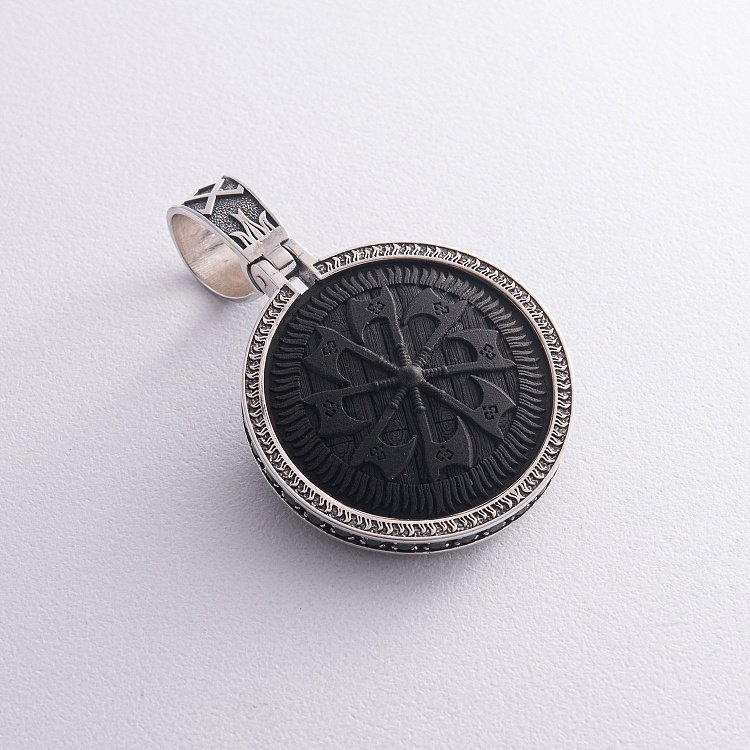 Серебряный кулон "Медведь" с эбеновым деревом и фианитами 947 от ювелирного магазина Оникс - 22