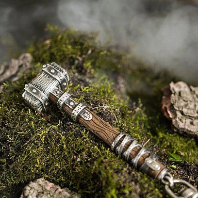 Серебряный брелок "Молот викинга" с эбеном 1116 №4