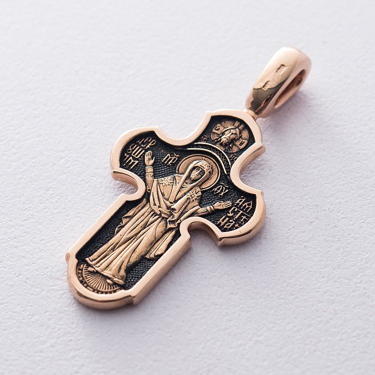 Православний хрест "Господь Вседержитель. Ікона Божої Матері "Незламна Стіна" (чорніння) п01212 від ювелірного магазину Онікс - 4