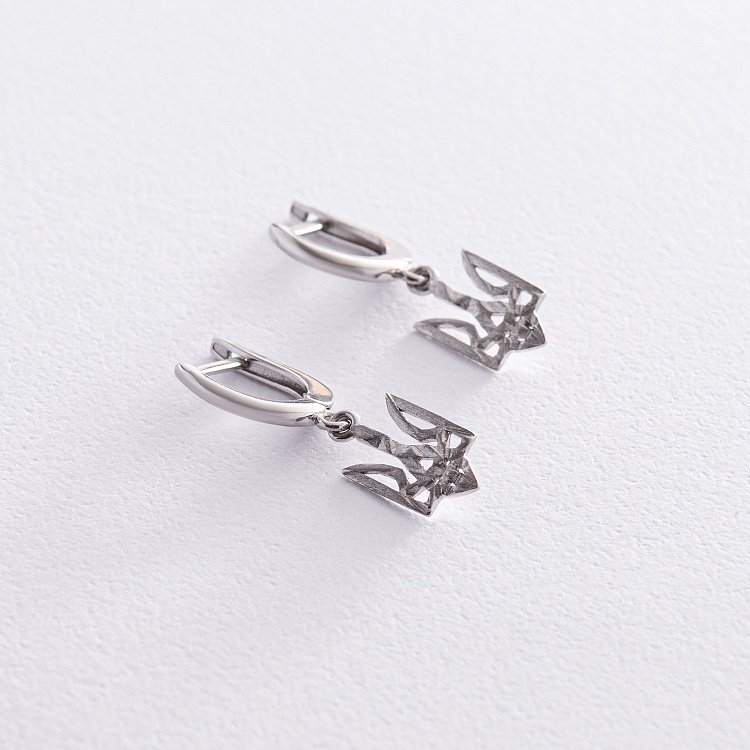 Серебряные серьги "Герб Украины - Тризуб" 863 от ювелирного магазина Оникс - 1