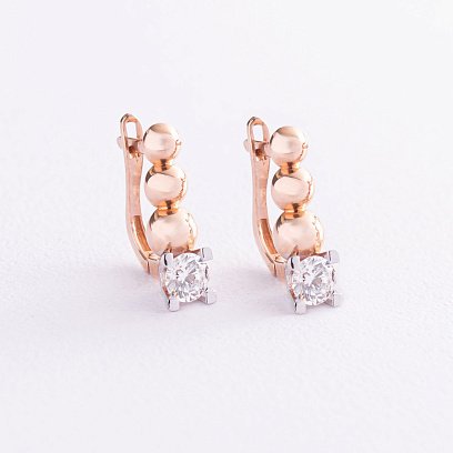 Золотые серьги с фианитами с04952