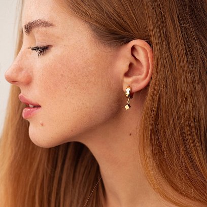 Сережки "Кубики" у жовтому золоті с08901 №4