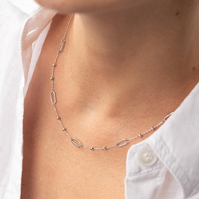 Колье - цепочка "Шарики" в белом золоте кол02255 №5