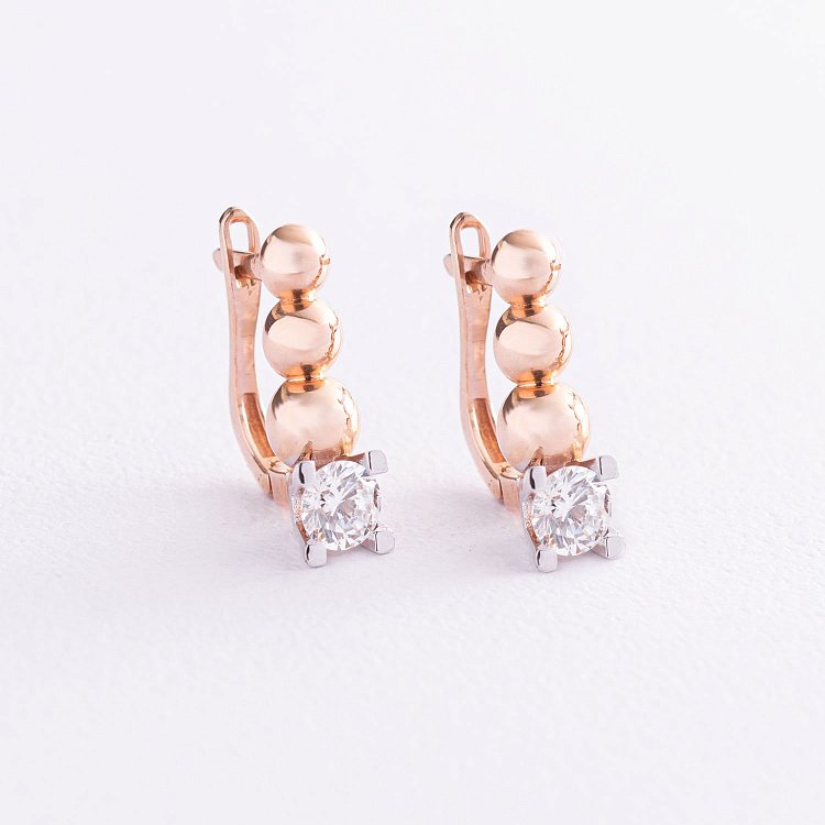 Золотые серьги с фианитами с04952 от ювелирного магазина Оникс