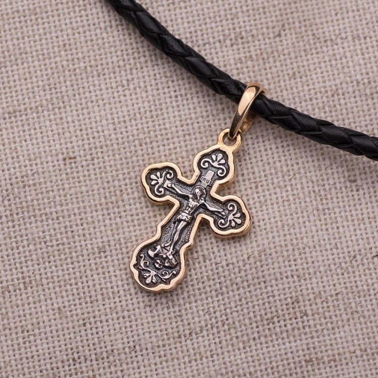 Серебряный крестик "Распятие. Спаси и Сохрани" 131800 от ювелирного магазина Оникс - 4