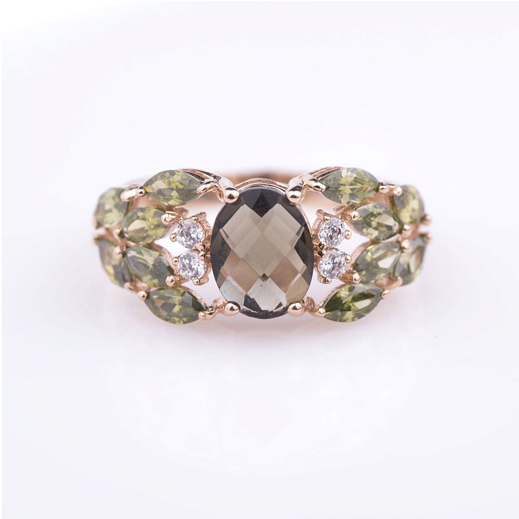 Золота каблучка з натуральними каменями к05139 від ювелірного магазину Онікс - 2