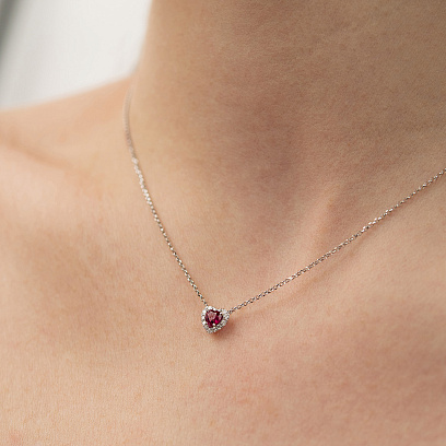 Золотое колье "Сердечко" (бриллианты, рубин) колб0159lg №4