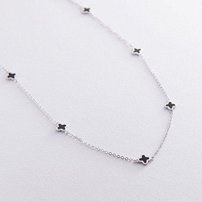 Серебряное колье "Клевер" (эмаль) 181011